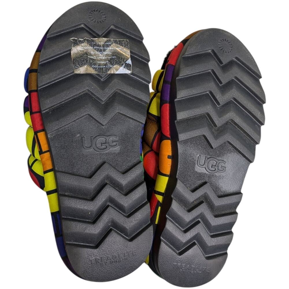 UGG Pride Maxi Rainbox Puff Slide Platform Sandals 7 Multicolor - Picture 11 of 12